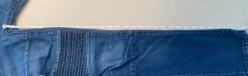 Ring of Fire Men's Moto Biker Jeans 30x32 Medium Blue Distressed Ribbed Knee